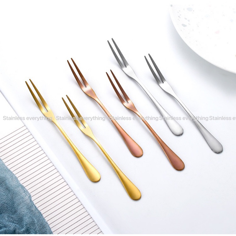 ส้อมจิ้มผลไม้ จิ้มขนม(รุ่น2ง่าม)สแตนเลสแท้(สีเงิน สีทอง สีโรสโกลด์)#4 ราคา ถูกที่สุด ดีลบีเคเค แกลเลอรีภาพที่ 6