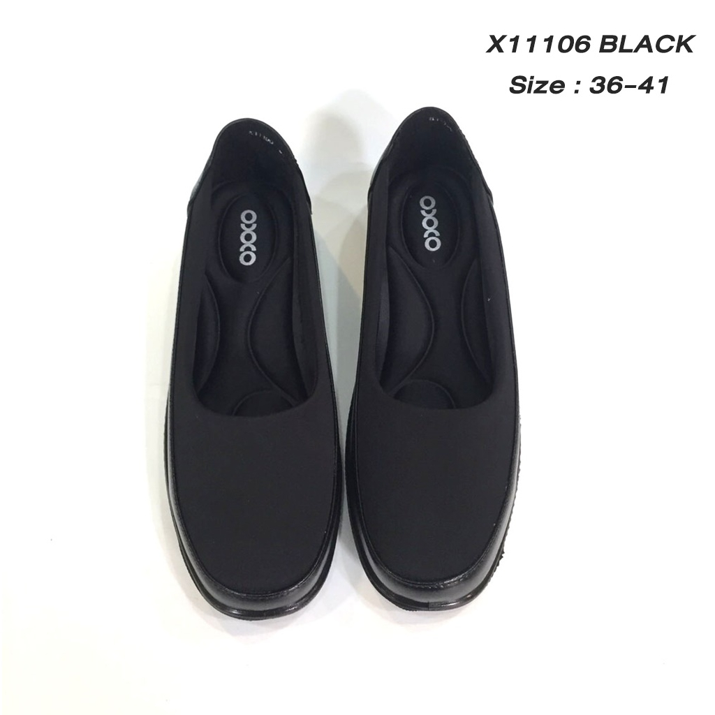 OXXO รองเท้าคัชชูส้นเตี้ย เพื่อสุขภาพหนังนิ่ม ส้นเตารีด oxxo พี้นสูง1นิ้ว ใส่สบาย X11106