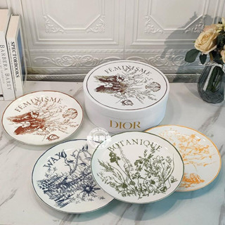 Dijia Dior Series Western Food Plate Set Dessert Plate Set of Four Utopian Garden Gift Box Bone Porcelain Set 25cm