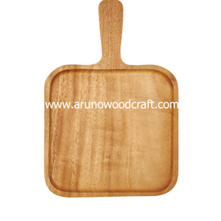 จานเหลี่ยมจามจุรีมีด้าม l Acacia Wood Square Plate with Handle