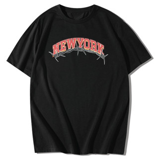 เสื้อยืดลายตัวอักษร NEWYORK เสื้อยืดแขนสั้นคอกลม Cotton 100% สกรีนลาย