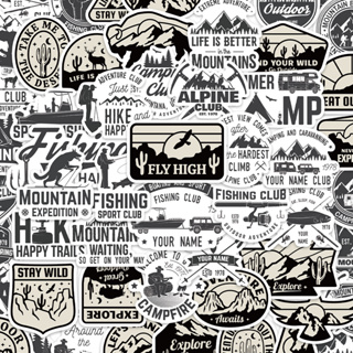 พร้อมส่ง!Camping outdoor Brand travel การตั้งแคมป์ adventure สติกเกอร์ สเก็ตบอร์ด 56ชิ้น sticker