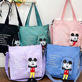 (ใหม่ พร้อมส่งในไทย)กระเป๋าผ้า แฟชั่น ใบใหญ่ ผ้าหนา สะพายข้าง ถอดสายได้ กระเป๋าถือ ผ้าแคนวาส