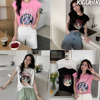 【RicoGirl】 *พร้อมส่ง*  เสื้อยืดแขนกุดคอกลมสกรีนลายวินเทจ #1996 เสื้อ เสื้อยืด เสื้อครอป เสื้อผู้หญิง เสื้อแฟชั่น