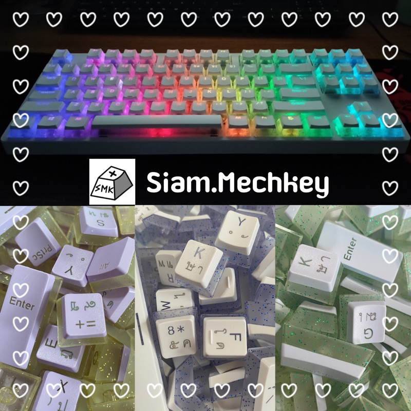 พร้อมส่งที่ไทย Keycap Thai ไฟทะลุ ไฟลอด คีย์แคปไทย 108 คีย์ 4 สี  OEM Profile วัสดุ PBT พิมพ์แบบเลเซ