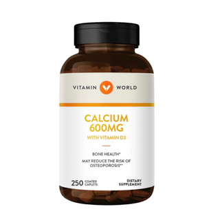 exp.3/24 Vitamin world Calcium 600 mg + Vitamin D3 ขนาด 250 เม็ด แคลเซียม + วิตามินดี บำรุงกระดูก เพิ่มมวลกระดูก