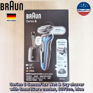 Braun® SensoFlex Wet &amp; Dry shaver with SmartCare center, 6072cc, blue เครื่องโกนหนวดไฟฟ้า พร้อมแท่นสมาร์ทแคร์เซ็นเตอร์