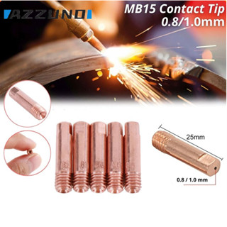 AZZUNO หัวเชื่อมทองแดง 0.8mm-1.0mm 20 ชิ้นสําหรับ Contact Tip เครื่องมือเชื่อมคอนแทคทองแดง 15AK Mig/Mag Welding Torch