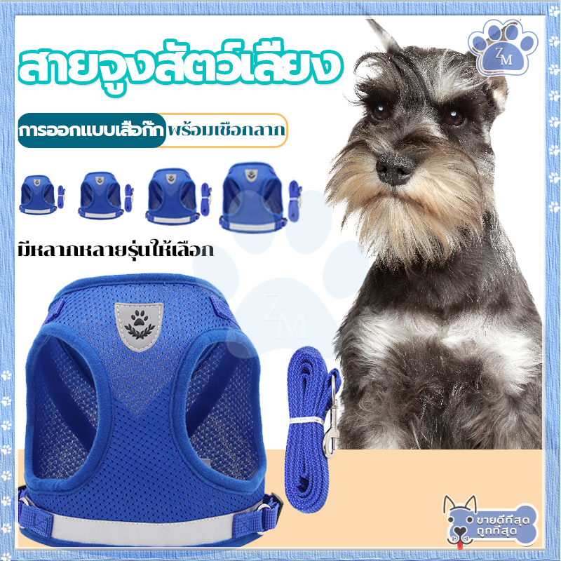 สายจูงสุนัขแฟชั่นรัดอก ปรับได้ ป้องกันไม่ให้หลุด นุ่มและระบายอากาศได้ดี กลางคืนไม่กลัวออกแบบสะท้อนแสง