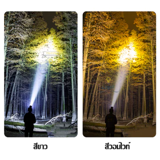 ไฟฉายคาดหัว2000-2500W รุ่นดำน้ำได้ หน้า 6cm ส่องสว่างระยะไกล1000เมตร แบตอึดไฟคาดหัวแรงสูง