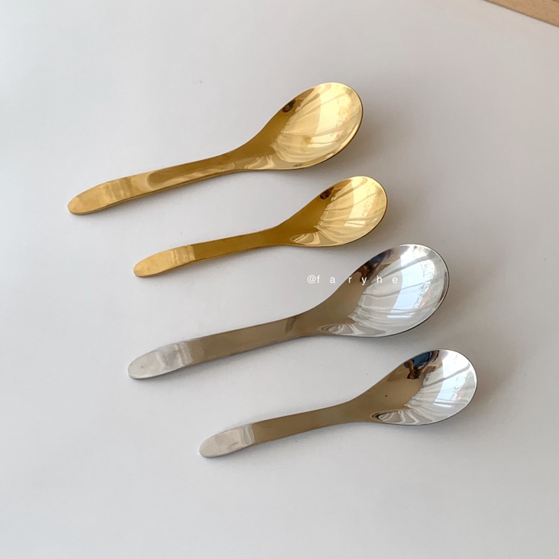 ช้อนกลางแสตนเลสตักแกง ทานเค้ก 2 ขนาด korean spoon | faryheyz