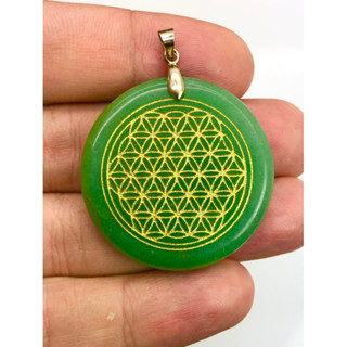 1 Pc Natural Flower Of Life Made With Aventurine stone For Heart chakra