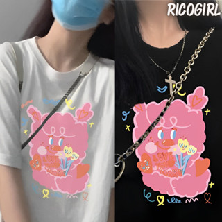 【RicoGirl】 *พร้อมส่ง*  เสื้อยืดแขนสั้นคอกลมสกรีนลายน่ารัก #2849 เสื้อ เสื้อยืด เสื้อผู้หญิง เสื้อแฟชั่น เสื้อ oversize