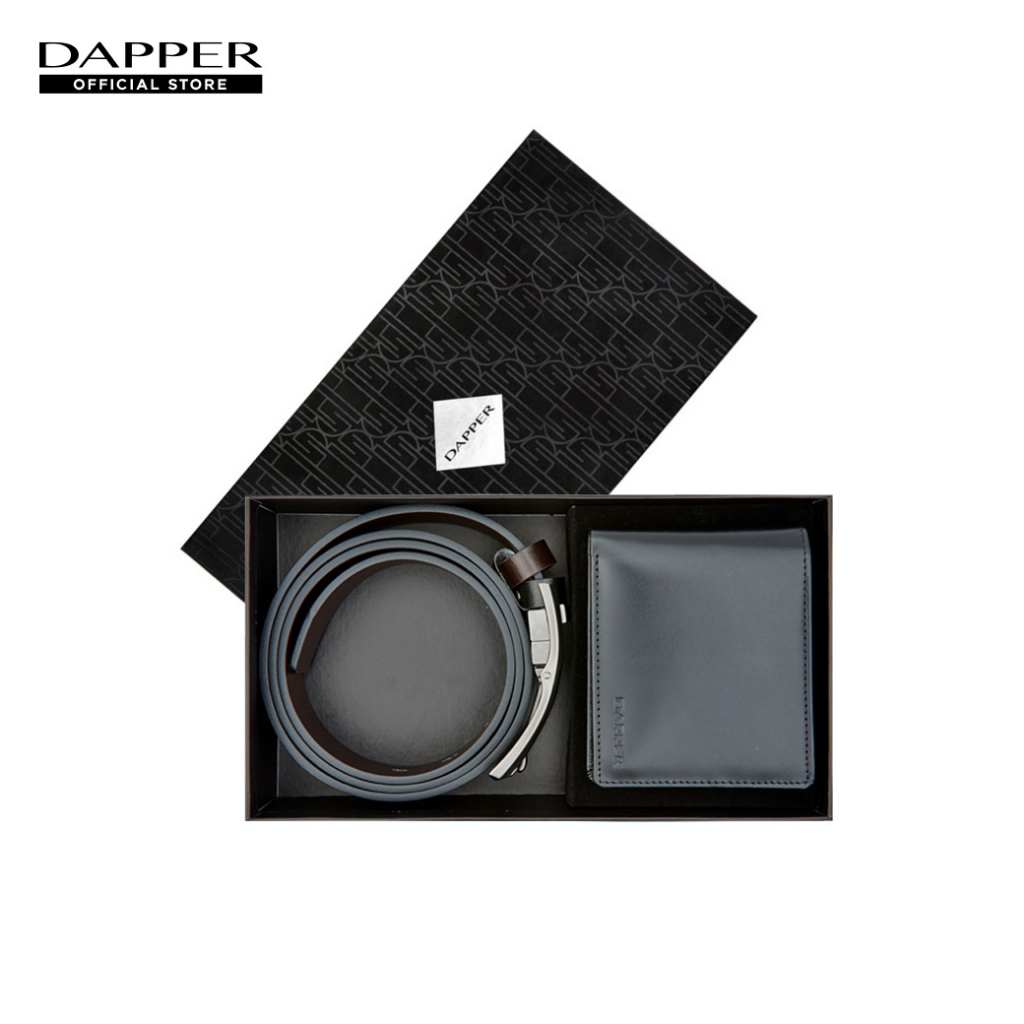 DAPPER กิ๊ฟเซ็ท กระเป๋าสตางค์และเข็มขัดหนัง Reversible Belt สีดำ (BBX/BK/1011BW4)