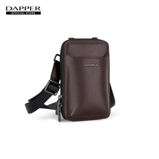 DAPPER กระเป๋าใส่โทรศัพท์ Saffiano Phone Bag สีน้ำตาลเข้ม (BM7E1/186)