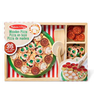 [36ชิ้น] รุ่น 167 ชุดพิซซ่าพร้อมถาดไม้ Melissa &amp; Doug Pizza Party - Wooden Play Food รีวิวดีใน Amazon USA มีด ท้อปปิ้ง ถาด ไม้อย่างดี 36 ชิ้น มีตีนตุ๊กแก mix-match