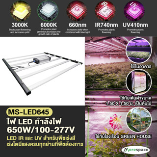 แผงไฟ LED สำหรับปลูกต้นไม้ ไฟปลูกพืช LED ในร่ม LED GROW TENT  MS-LED645 ช่วยเร่งการเจริญเติบโตของพืชที่ปลูกในเต็นท์ดำ