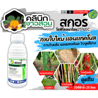 🥬 สกอร์ (ไดฟีโนโคลนาโซล) บรรจุ 500ซีซี ป้องกันเชื้อรากาบใบไหม้ แอนแทรคโนส ใบจุดสีม่วง