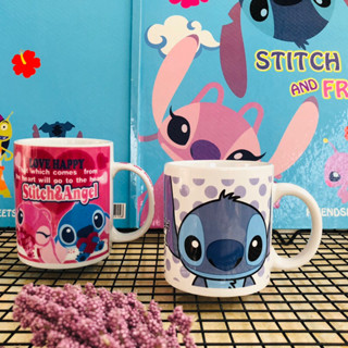 แก้วมัค แก้วกาแฟเซรามิคญี่ปุ่น Disney Japan ลาย STITCH &amp; ANGEL มือสอง