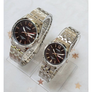 Casio นาฬิกาคู่รัก รุ่น MTP-1335D-1A และ LTP-1335D-1A นาฬิกาข้อมือสายแสตนเลส หน้าปัดดำ-ของแท้ 100% รับประกันสินค้า1ปี