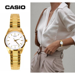 นาฬิกา Casio รุ่น LTP-1274G-7A นาฬิกาข้อมือผู้หญิง สายสแตนเลสสีทอง หน้าปัดขาว ของแท้100% รับประกันสินค้า 1 ปีเต็ม