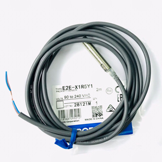 E2E-X1R5Y1 เซนเซอร์ตรวจจับโลหะ Proximity Sensorระยะตรวจจับ 1.5mm NPN/NO ขนาดเกลียว 8mm 2สาย 12-24VDC