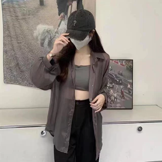 LUNE W214#เสื้อเชิ้ตสีพื้น ทรงหลวม แขนยาวสไตล์เกาหลี แฟชั่นวัยรุ่น ไส่คลุมกันแดด ไส่เที่ยวทะแล สีสวยมากๆๆ