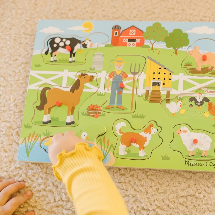 (ของแท้ USA) น่ารัก จิ๊กซอว์เด็ก มีเสียงเพลง Old McDonald Sound Puzzle Farm Melissa & Doug 738