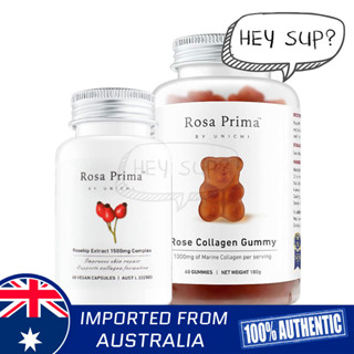 Unichi Rose Collagen &amp; Rosehip Extract Set (Rose Collagen Gummy Bear 60 Gummies + Rosehip Extract Complex 60 Capsules)