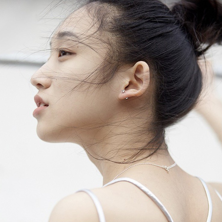 138-littlegirl gifts- Diamond earrings bone screw Piercing  จิวหู(ราคาต่อชิ้น) - รูปที่ 4