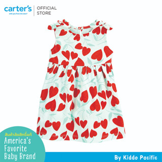 CARTERS DRESS MINT-RED HEART PRINT คาร์เตอร์เดรสเด็กผู้หญิง แขนกุดผูกไหล่  L10