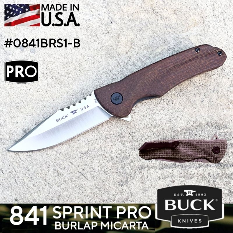 Buck แท้ รุ่น 841 Sprint Pro Burlap Micarta 2023 มีดพับประสิทธิ์ภาพสูงสำหรับพกติดตัวในทุกวัน รหัส 08