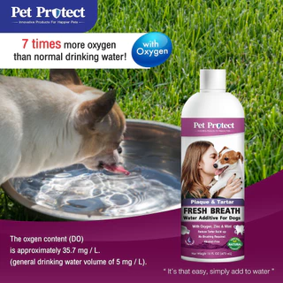 Pet Protect Plaque & Tartar Water Additive น้ำยาดับกลิ่นปาก ใช้ผสมน้ำดื่ม สูตรกำจัดคราบหินปูน ลดกลิ่นปาก