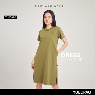 Yuedpao No.1 เสื้อยืดSignature Dress Summer ผ้าหนาทรงสวย ยับยากรีดง่าย รับประกันไม่ย้วย 2 ปี ชุดเดรส สี  Fern