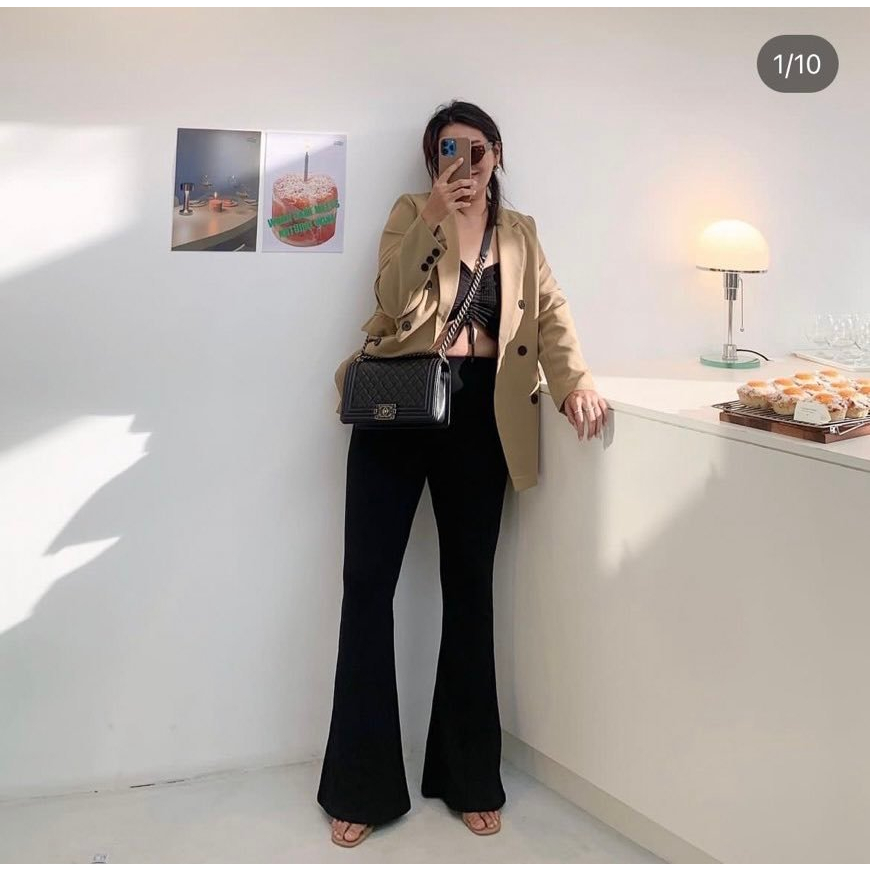 HOF - Cara long pants #H553 [พร้อมส่งจากไทย] กางเกงผ้ายืด กางเกงขาม้า