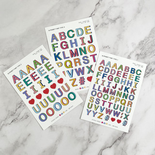 สติ๊กเกอร์ติดเล่น กันน้ำ ลาย Alphabet Font TYPE 01-3 ( Sticker dicut 1 sheet )