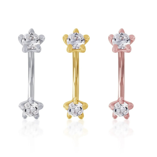 Piercingroom by Jay จิวโค้ง Rood/Snug/Anit Tragus สำหรับผิวแพ้ง่าย Single Gems เงินแท้ (ราคาต่อชิ้น)