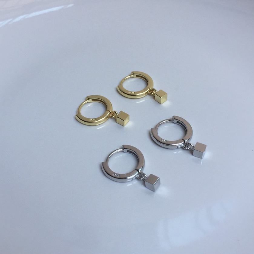 108-littlegirl gifts- Geometric square hoop earrings ห่วงขนาด10mm*3mm
