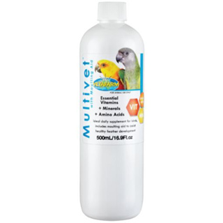 VETAFARM Multivet 500ml วิตามินรวมสำหรับนก อาหารเสริมที่เหมาะสำหรับนกทุกชนิด เพื่อเสริมสร้างกล้ามเนื้อและความแข็งแรง