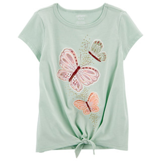 CARTERS SS TOP GREEN BUTTERFLY TOP คาร์เตอร์เสื้อยืดแขนสั้นเด็กผู้หญิง ลายผีเสื้อ L10