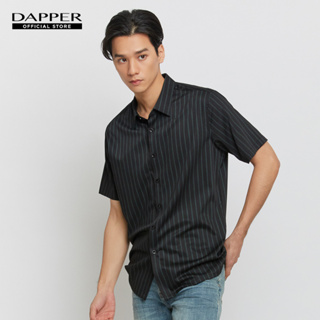 DAPPER เสื้อเชิ้ตแขนสั้น ลายทาง Bamboo Blend สีเขียวเข้ม (BCSG1/098TP)