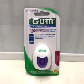 ไหมขัดฟัน GUM EXPANDING FLOSS เส้นใยออกแบบพิเศษ เมื่อสัมผัสน้ำหรือน้ำลาย ตัวไหมขัดฟันจะพองขึ้นจึงขจัดคราบระหว่างฟันได้ดี