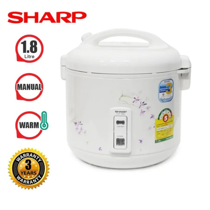 SHARP หม้อหุงข้าวอุ่นทิพย์ รุ่น KS-18E 1.8 ลิตร (สีขาวคละลาย)ไม่เคลือบ หม้อหุงข้าว หม้อไฟฟ้า หม้อหุง