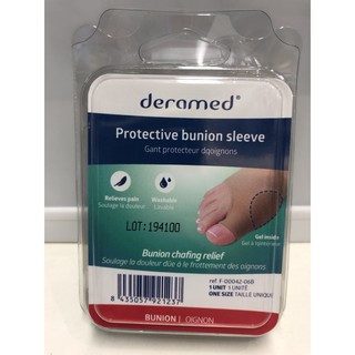 Deramed protective bunion sleeve ผ้ายืดสวมเท้ามีเจลสำหรับนิ้วหัวแม่เท้าเอียง ลดการกดเจ็บ และซัพพอร์ต นิ้วหัวแม่เท้า