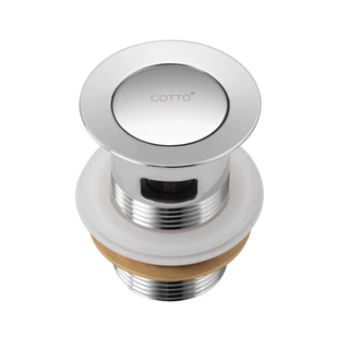 COTTO สะดืออ่างล้างหน้าสเตนเลสแบบกด (มีรูน้ำล้น) CT6704(HM)