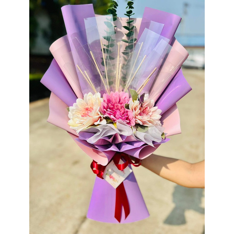 ^ส่งไว^ ช่อเปล่าใส่เงินเอง ช่อดอกไม้เงินรับปริญญา ( ดอกไม้ปลอมเกรดพรีเมี่ยม )