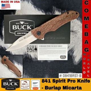 มีดพับBUCK 841 Sprint Pro Flipper Knife 3.125" S30V Stainless Steel Drop Point, Brown Burlap Micarta Handles - 13435