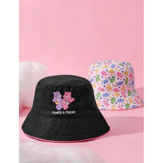 สินค้าใหม่❤️ พร้อมส่ง🌈 หมวก Bucket hat รุ่นใส่ได้ 2 ด้าน Care Bears แคร์แบร์ของแท้พร้อมป้ายห้อย สีดำ น่ารักมากๆ