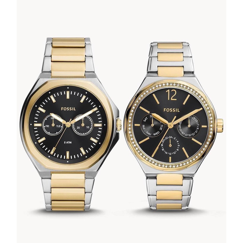Fossil His and Hers Multifunction Two-Tone Stainless Steel Watch #BQ2752SET