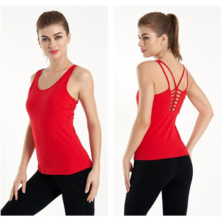 เสื้อกล้ามออกกำลังกาย มีบราในตัว sport vest with chest pad